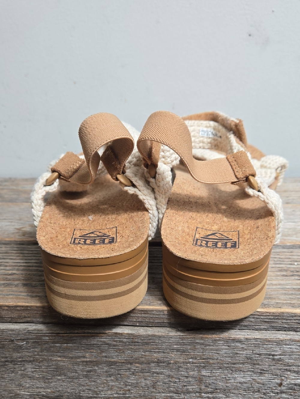 REEF Natural Woven Platform Sandal - Cream/Tan - Picture 6 of 8